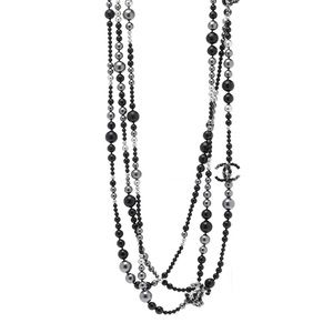 CHANEL Resin Pearl Beaded CC Multi Strand Necklace 114”